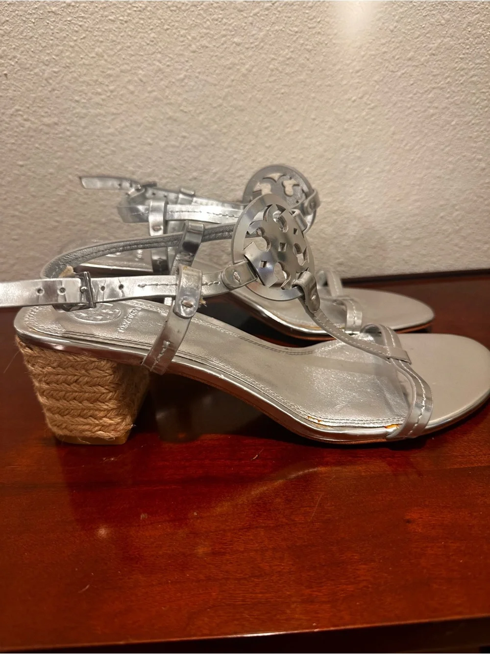 Silver Tory Burch heels